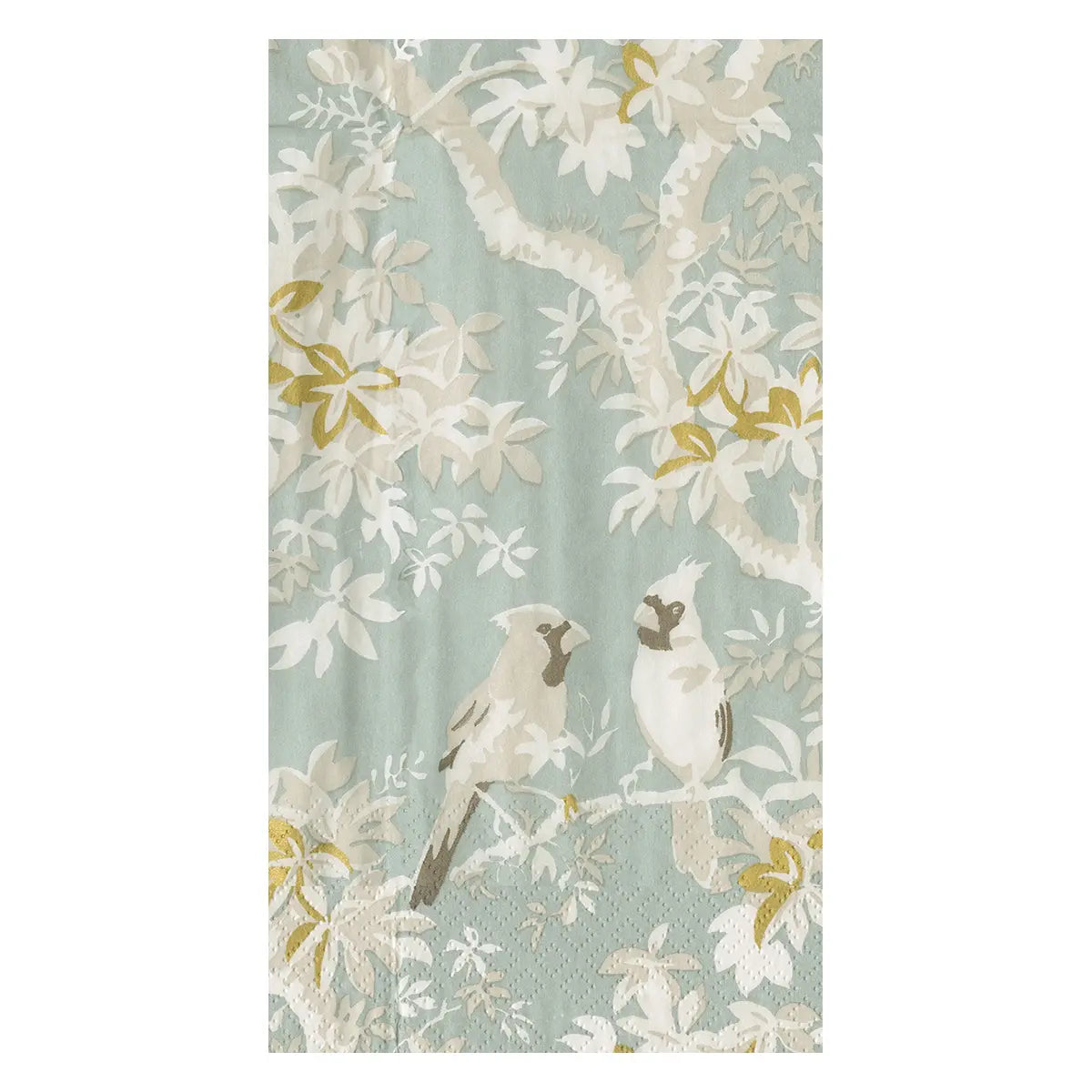 Caspari Scenic Songbirds Guest Towels in Celadon