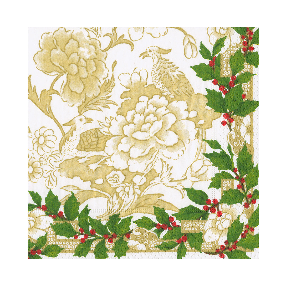 An image of Caspari Holly Ceramic Luncheon Napkins