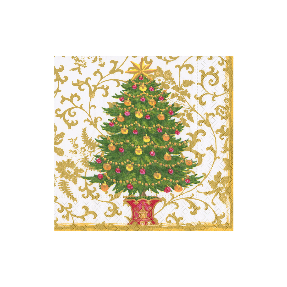 An image of Caspari Gilded Tree Cocktail Napkins