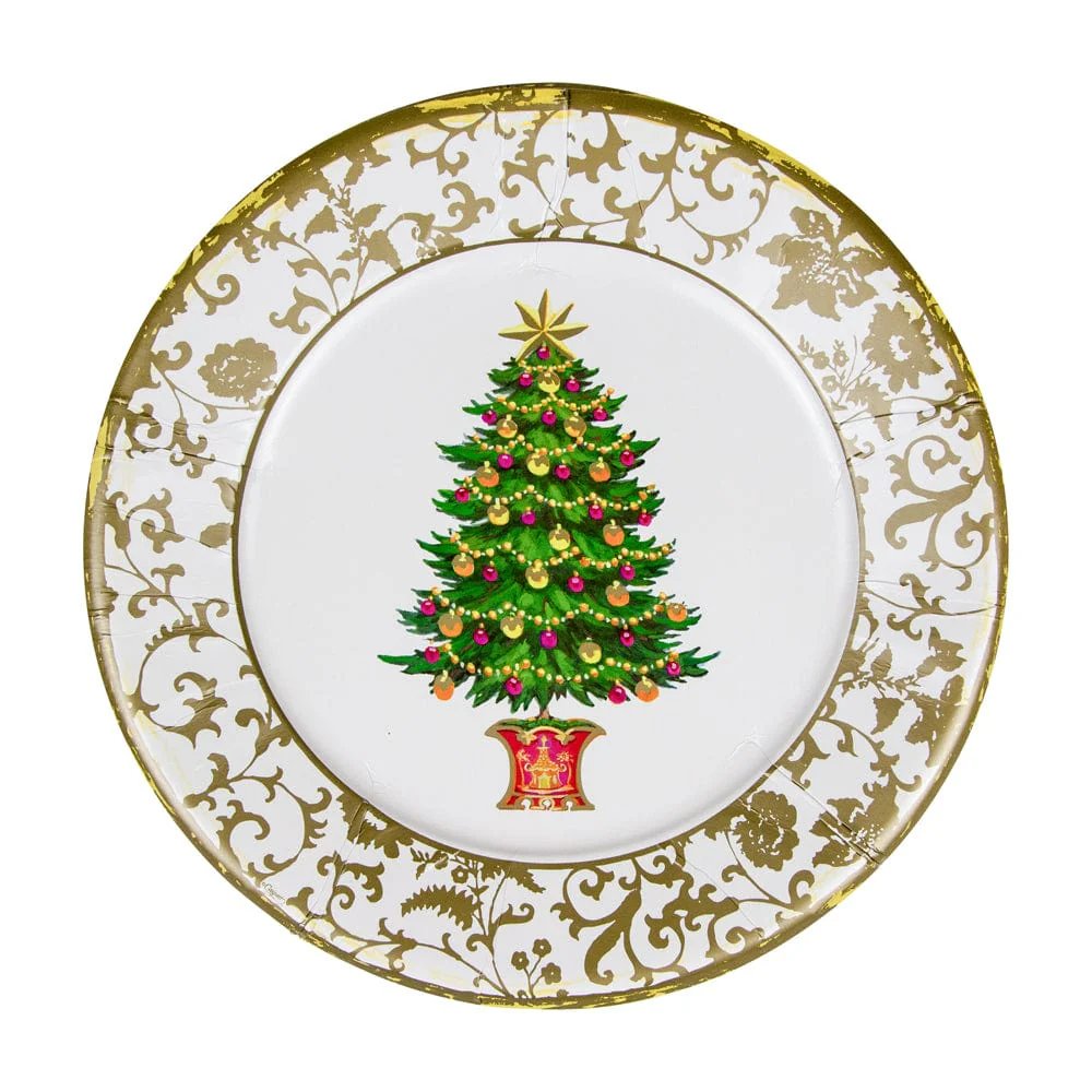An image of Caspari Gilded Tree Dinner Plates