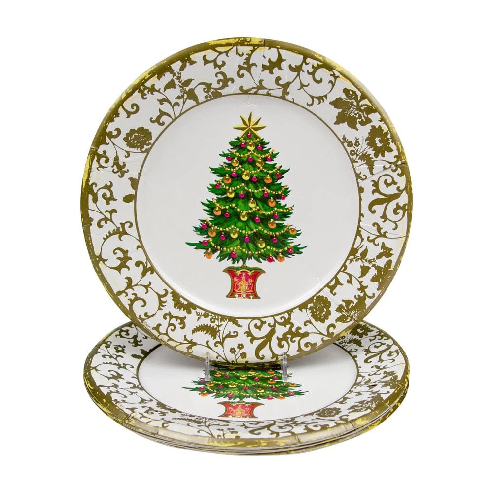 An image of Caspari Gilded Tree Dinner Plates