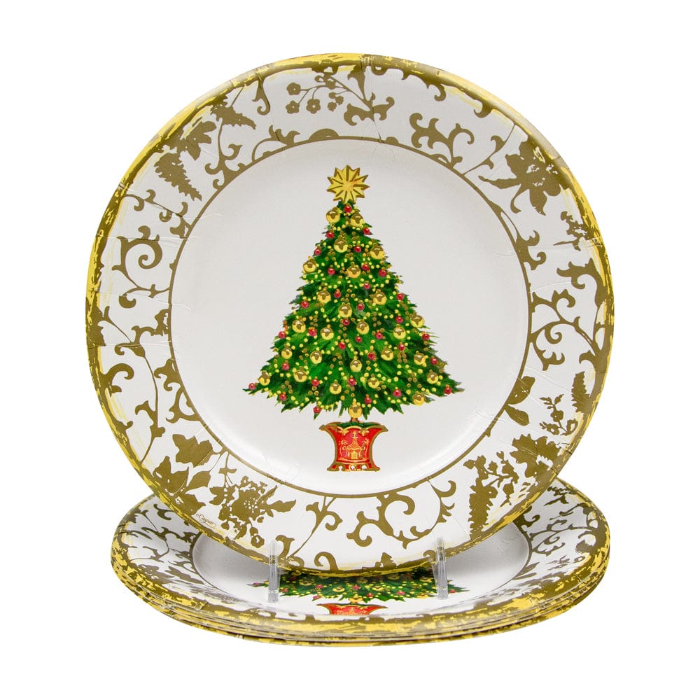 An image of Caspari Gilded Tree Salad & Dessert Plates
