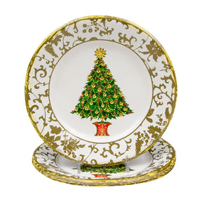 Caspari Gilded Tree Salad & Dessert Plates