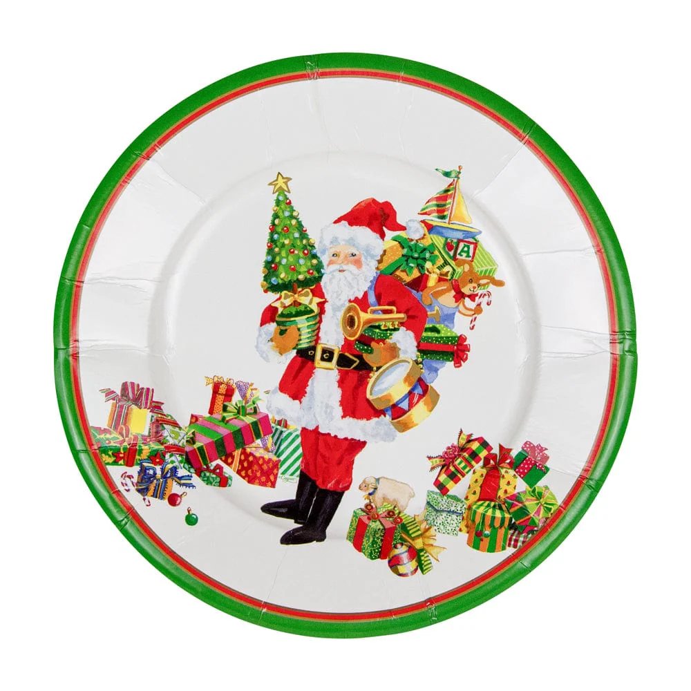 An image of Caspari Mr. Claus Salad & Dessert Plates