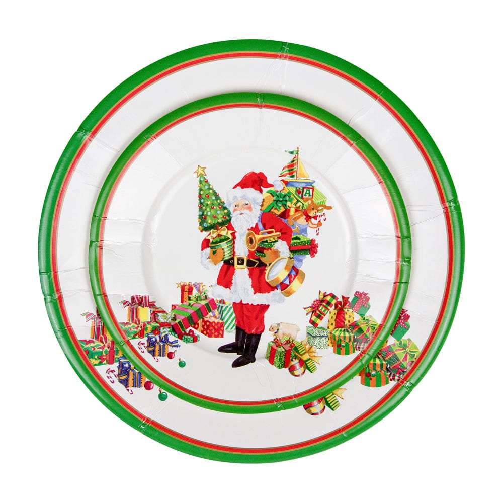 An image of Caspari Mr. Claus Salad & Dessert Plates