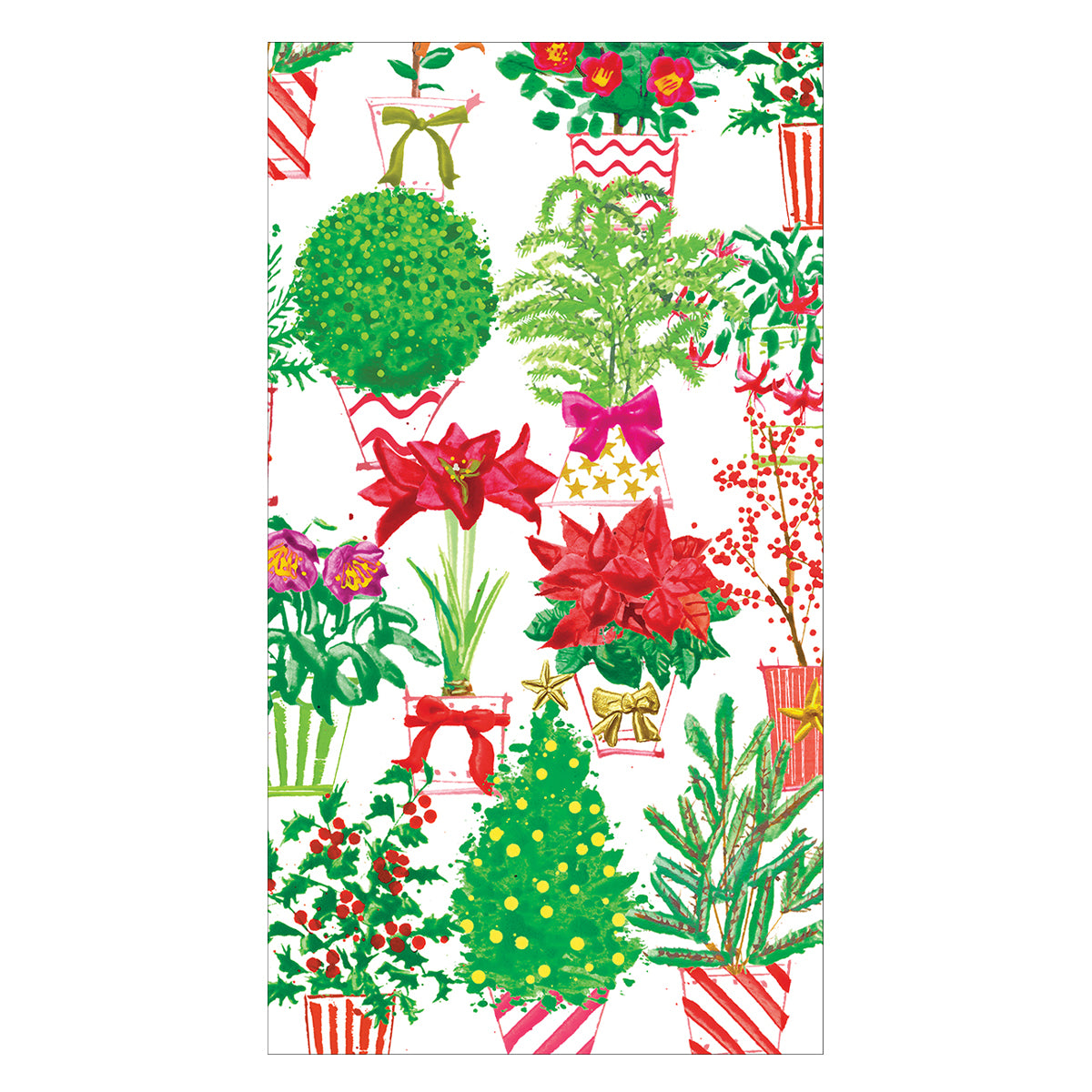 An image of Caspari Christmas Flower Market Guest Towels