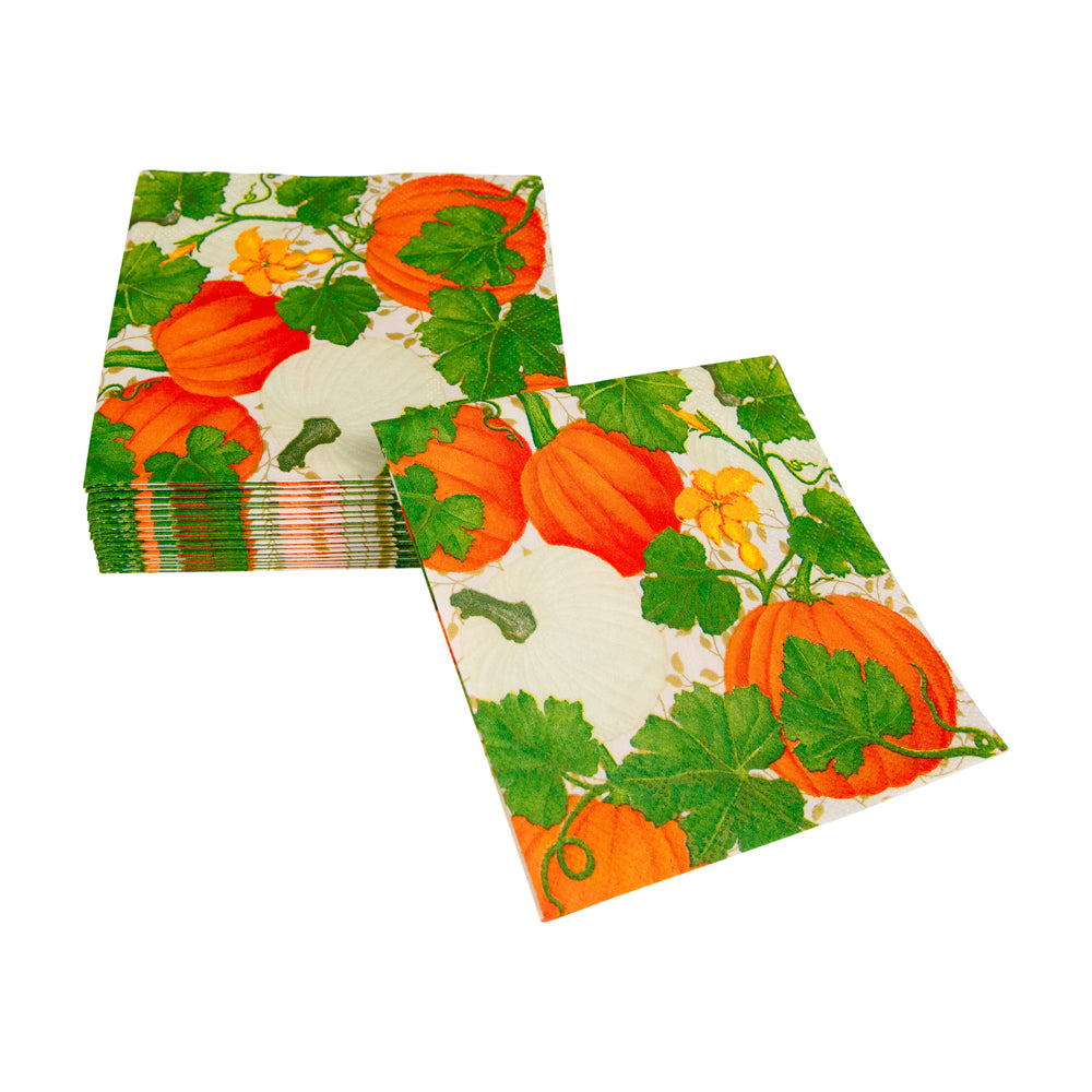 An image of Caspari Pumpkin Chintz Cocktail Napkins