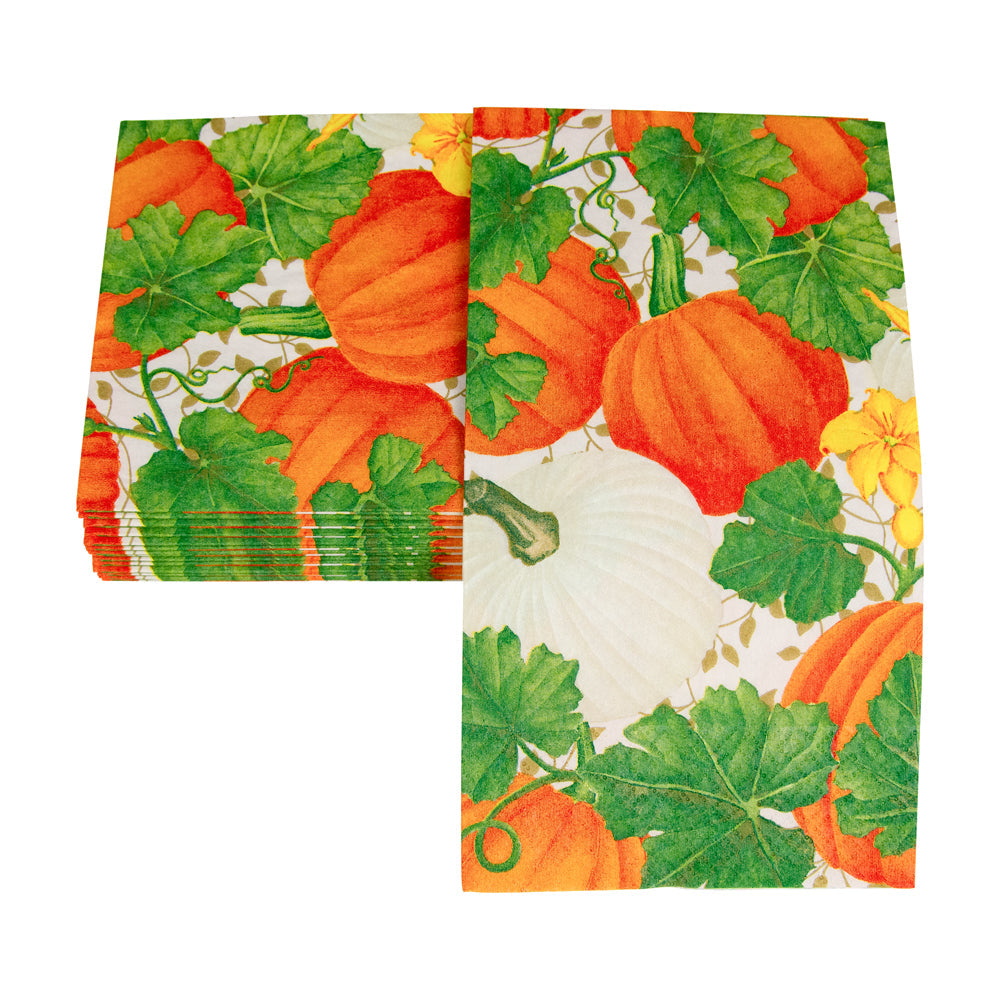 An image of Caspari Pumpkin Chintz Guest Towels