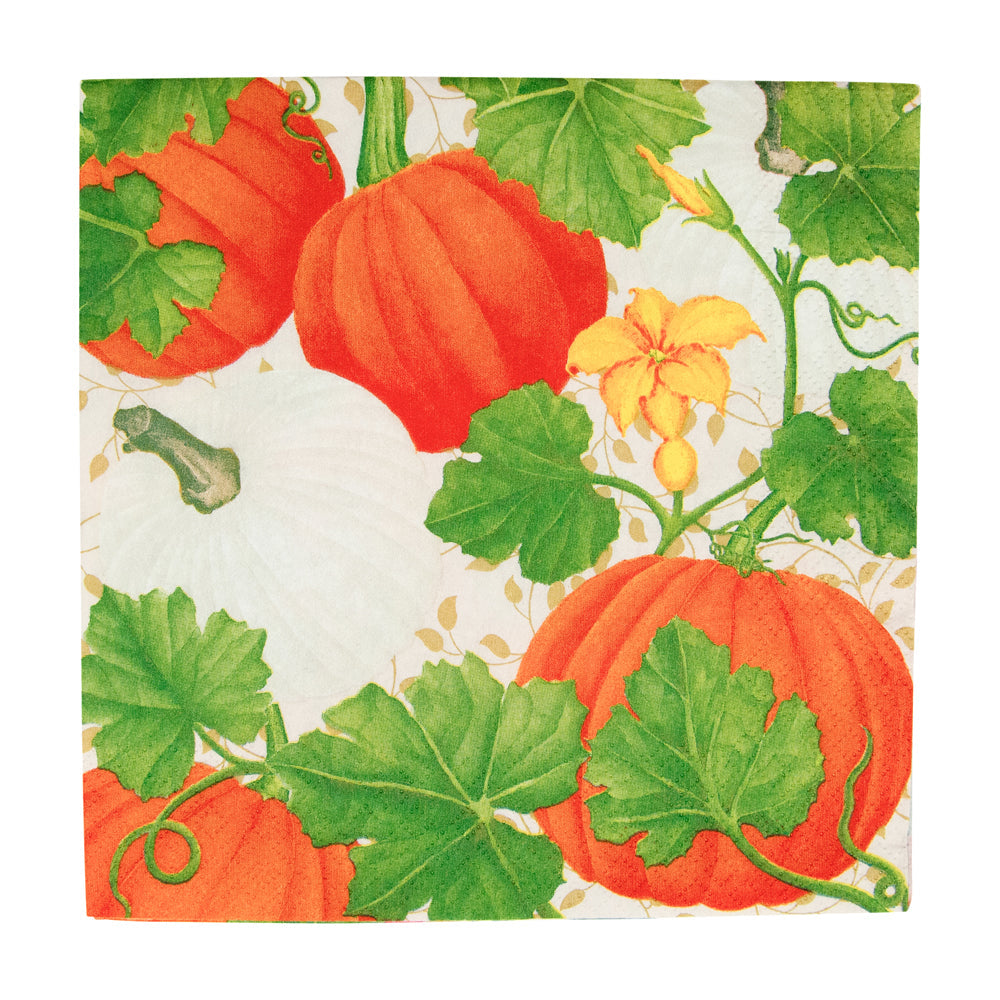 An image of Caspari Pumpkin Chintz Luncheon Napkins