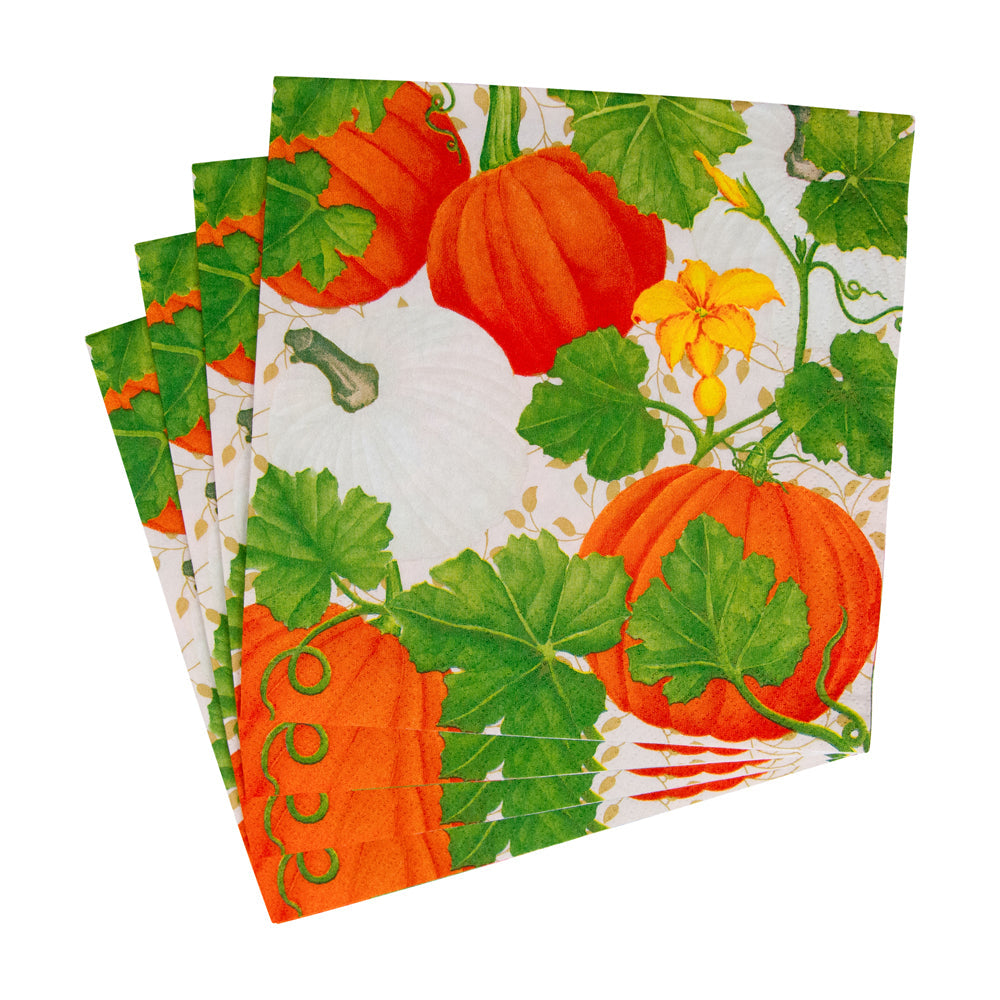 An image of Caspari Pumpkin Chintz Luncheon Napkins