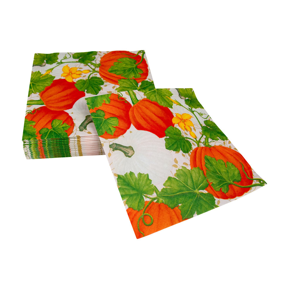 An image of Caspari Pumpkin Chintz Luncheon Napkins