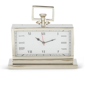 K & K 13.5" Rectangular Silver Metal Table Clock
