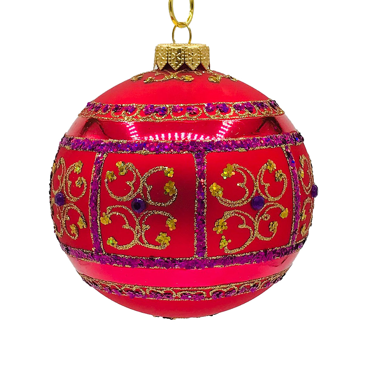 An image of Winter Street Pink Encrusted Ball Ornament