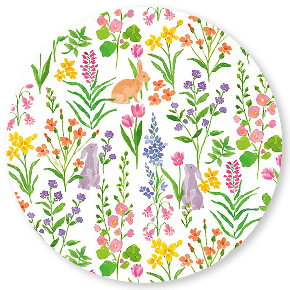 An image of Caspari Bunny Field Salad & Dessert Plates