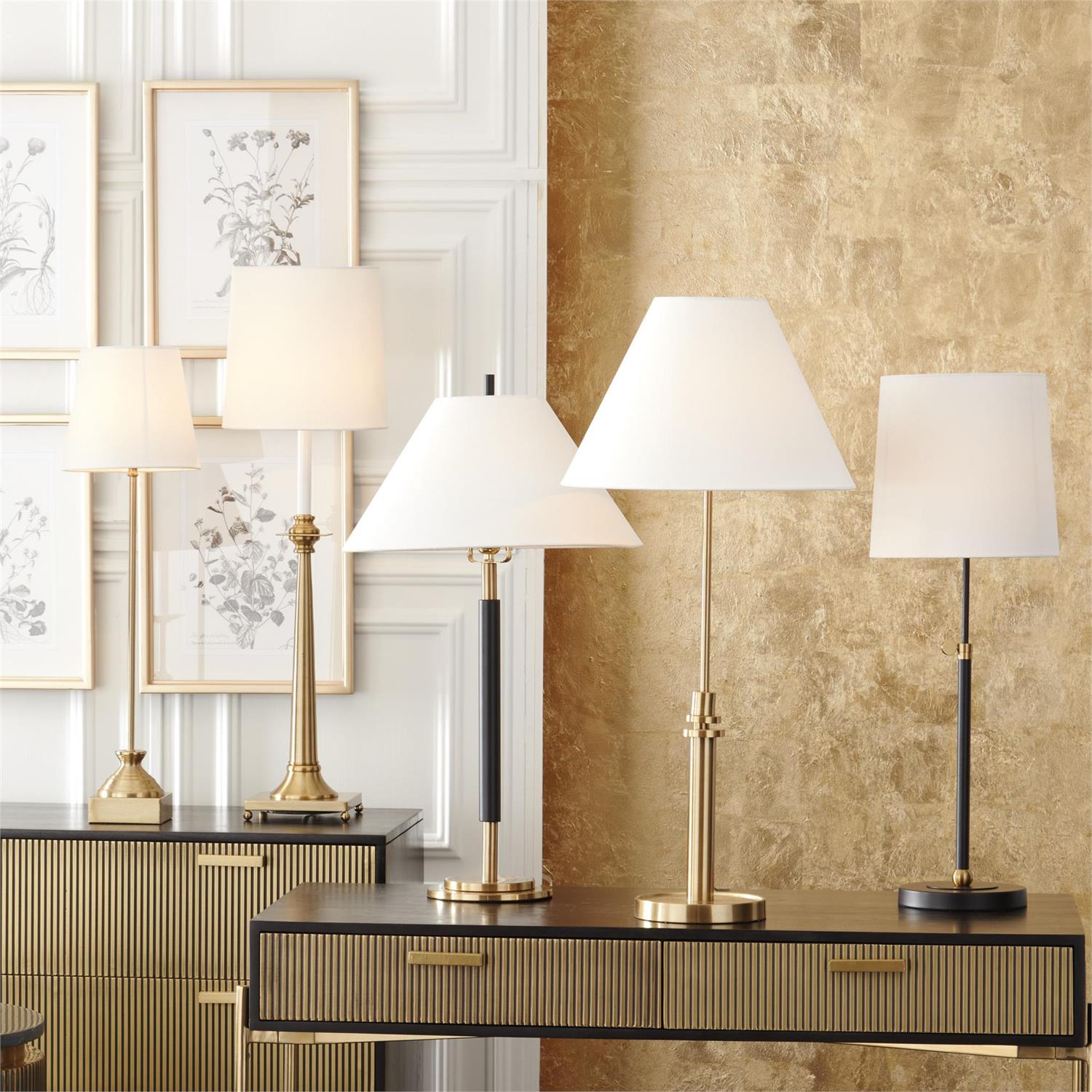 K&K Interiors 32.75" Antique Brass Metal Lamp with White Shade