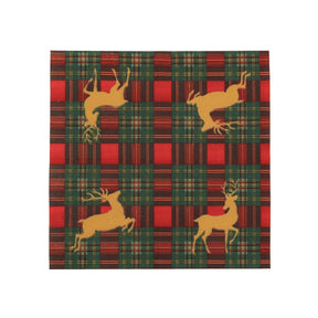 Caspari Reindeer Tartan Red Cocktail Napkins