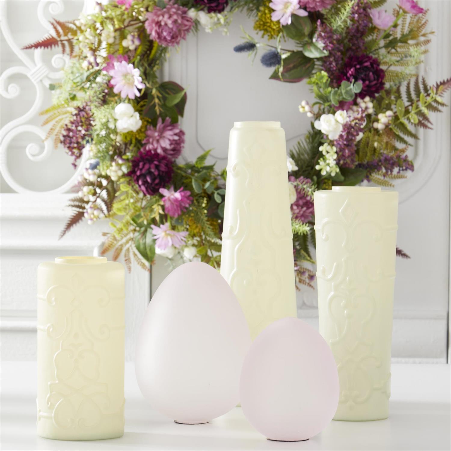 An image of K&K Interiors 26" Purple and White Perennials Spring Wreath