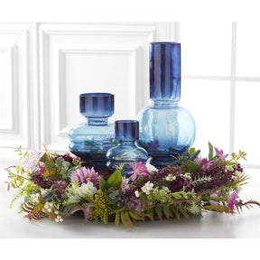 K&K Interiors 26" Purple and White Perennials Spring Wreath