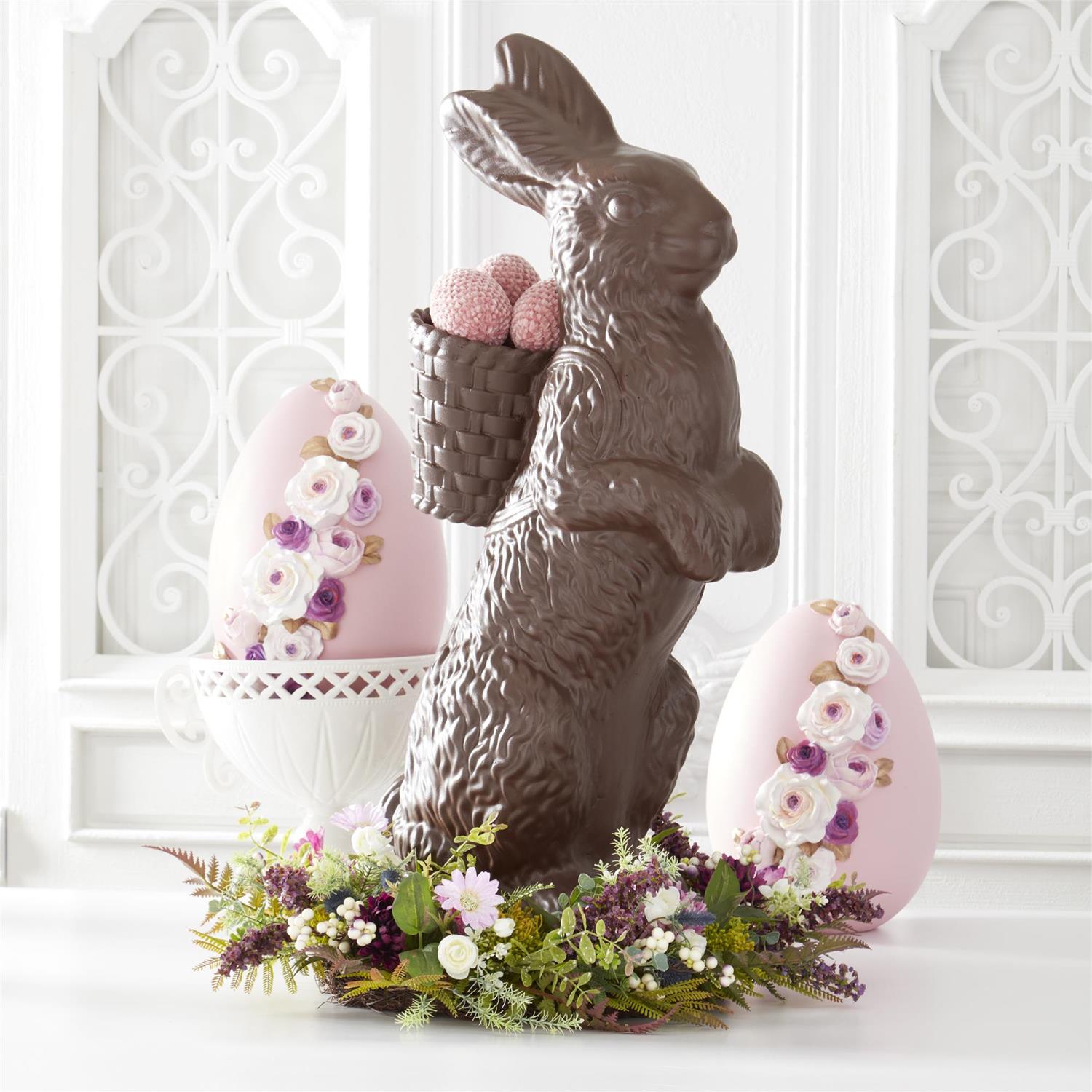 An image of K&K Interiors 26" Purple and White Perennials Spring Wreath