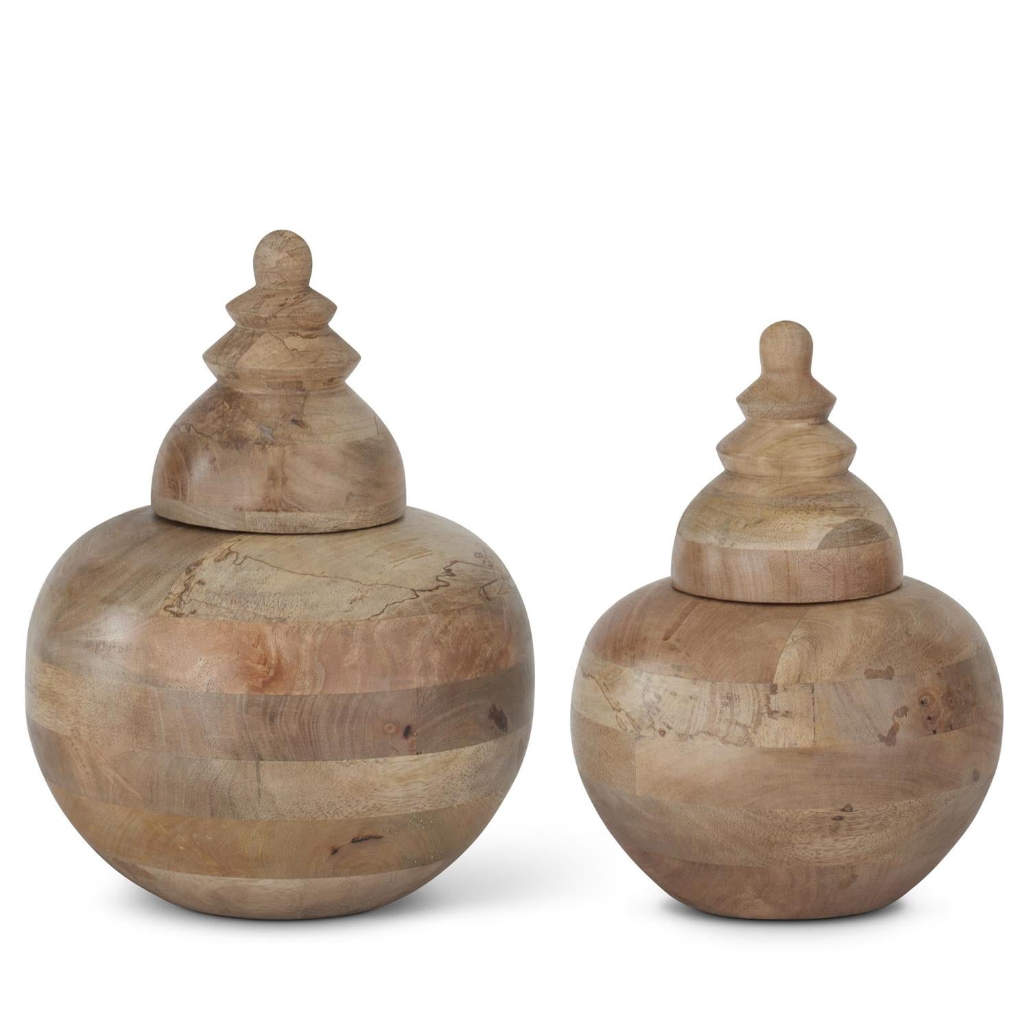 K & K Mango Wood Lidded Containers - Set of 2