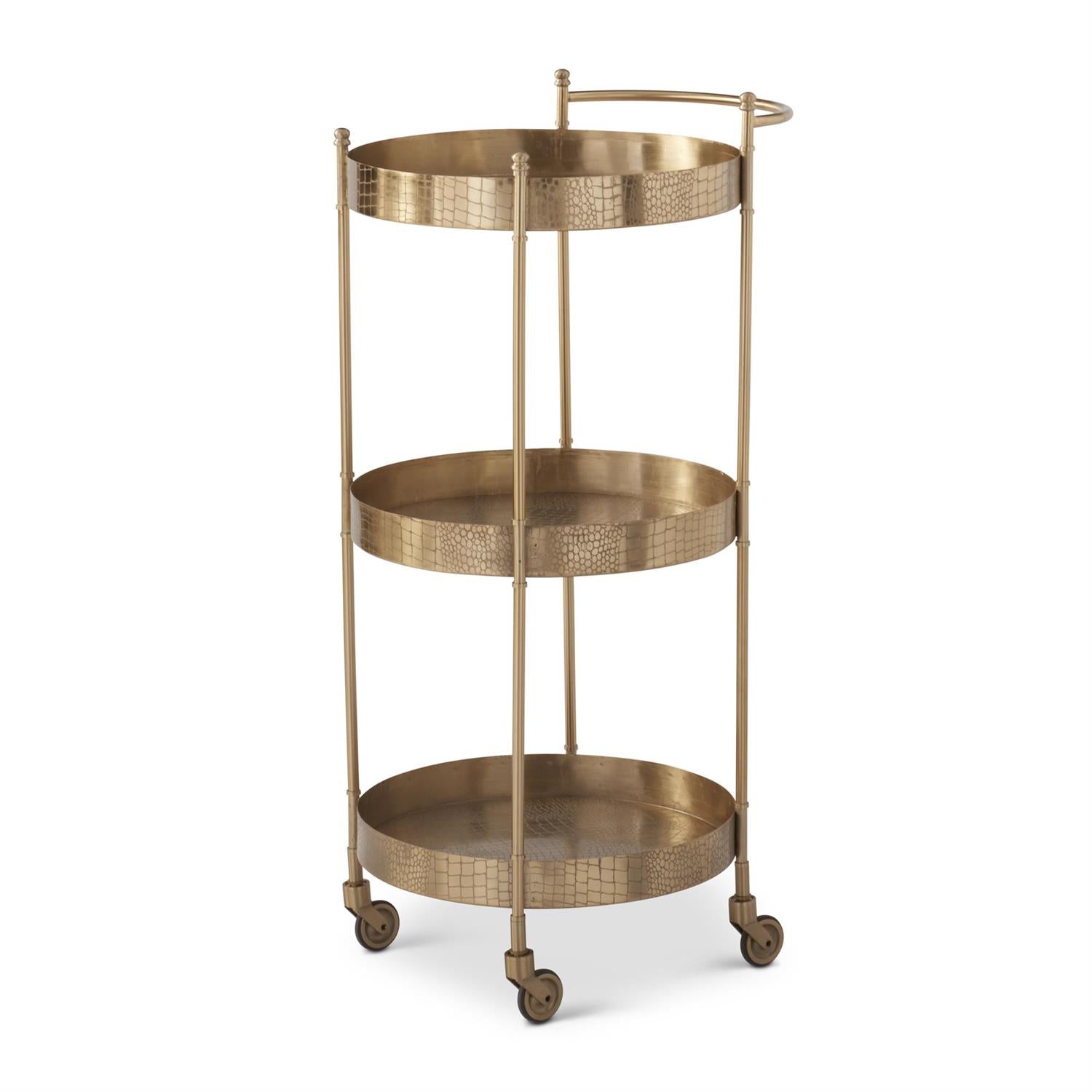 An image of K&K Interiors 37" Gold Metal Alligator Skin Embossed Bar Troll