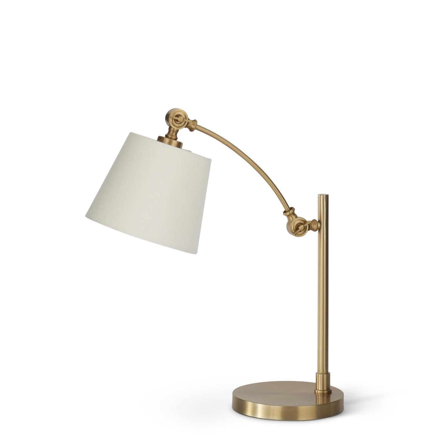 An image of K & K Adjustable Gold & Cream Metal Desk Lamp