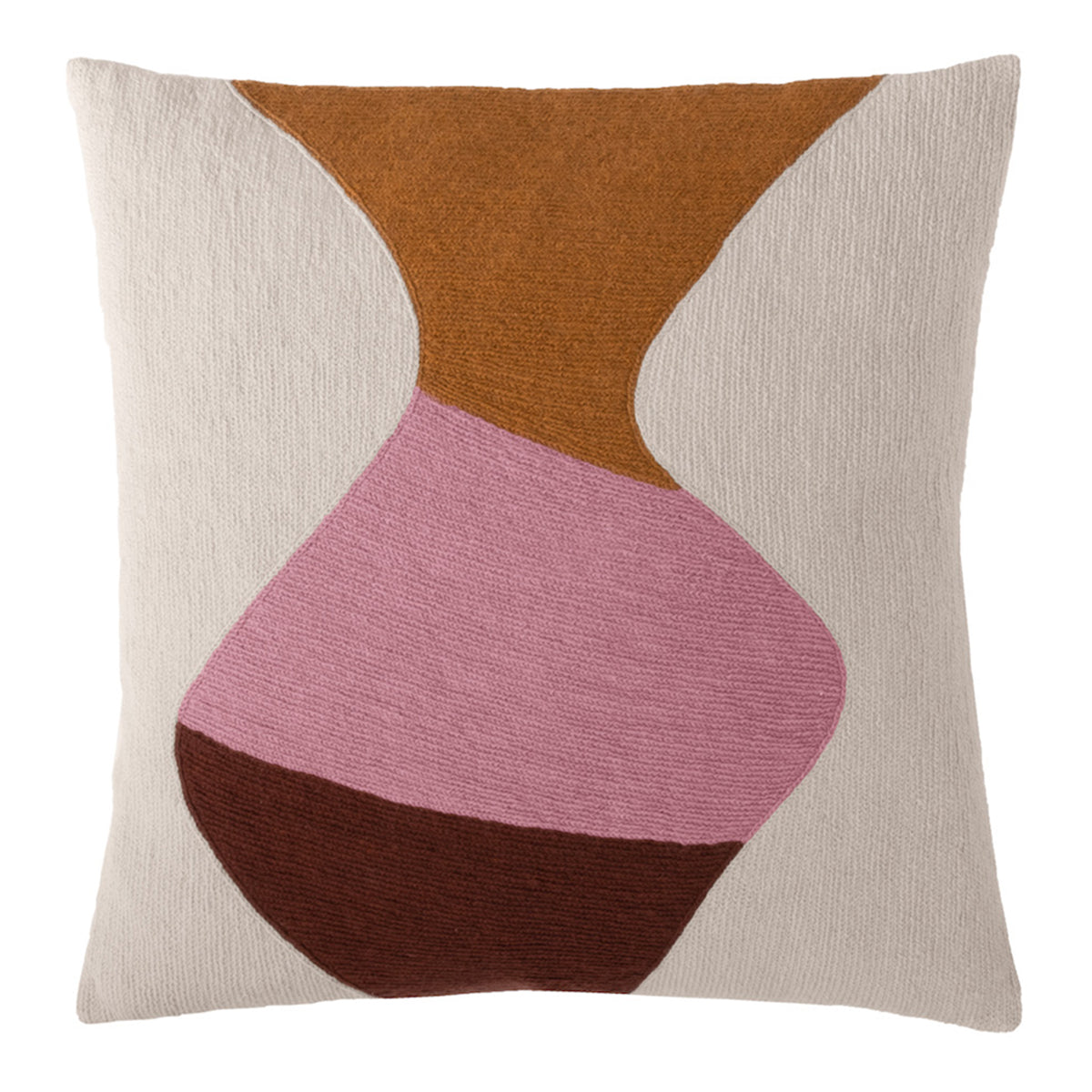 An image of Judy Ross Totem Square Embroidered Pillow - Oyster