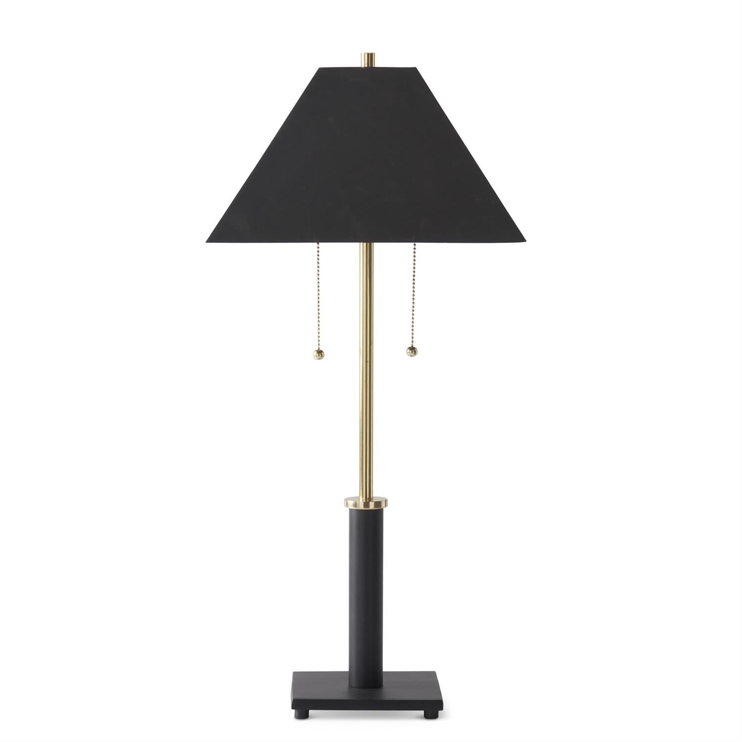 K&K Interiors 28.25" Black and Antique Gold Lamp with Black Metal Shade