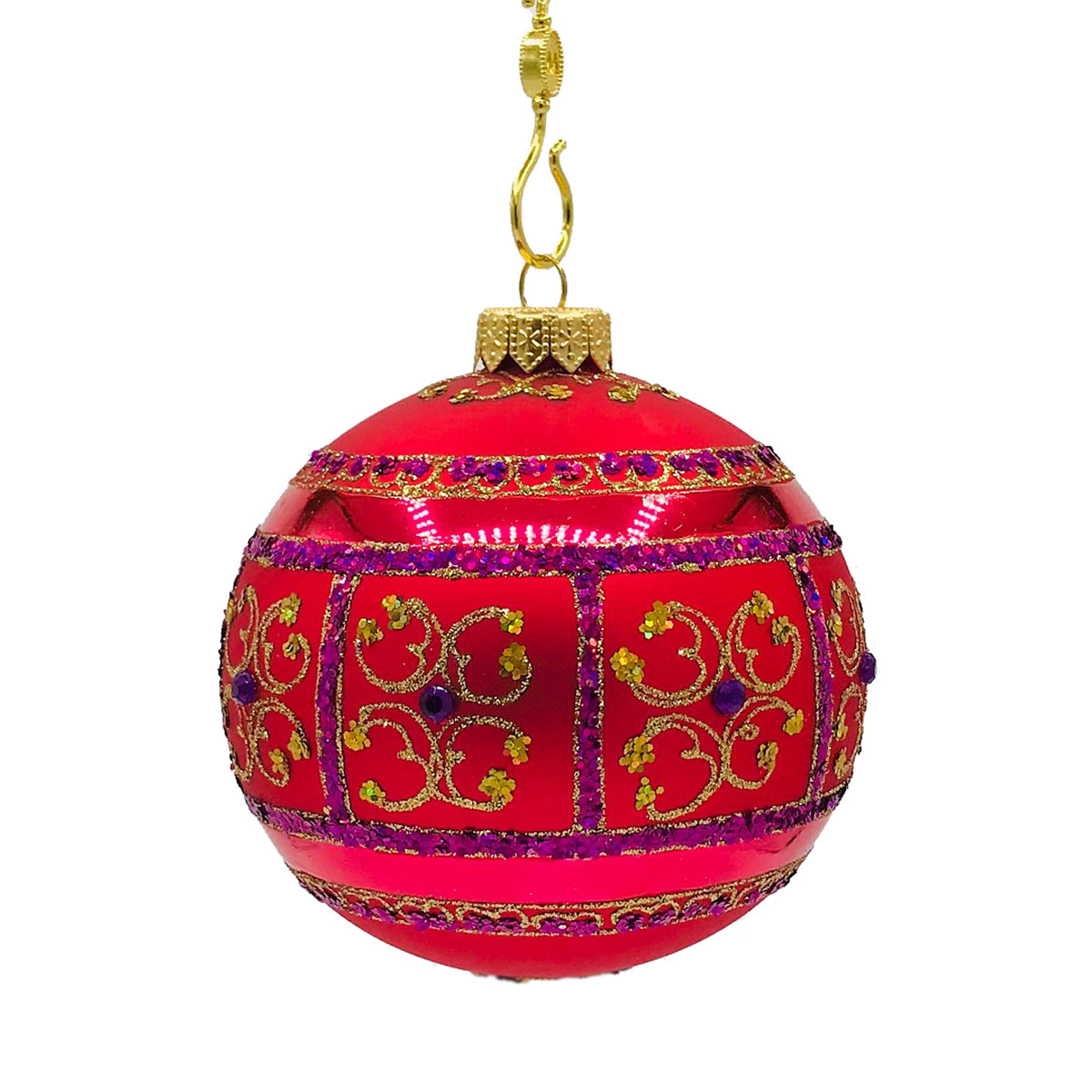 Winter Street Pink Encrusted Ball Ornament