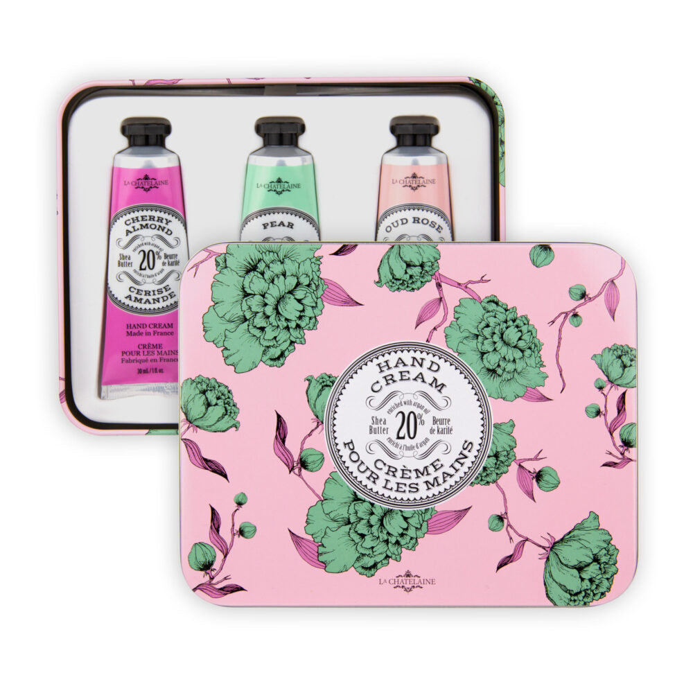 La Chatelaine Hand Cream Trio Gift Set - Cherry Almond, Pear, Oud Rose
