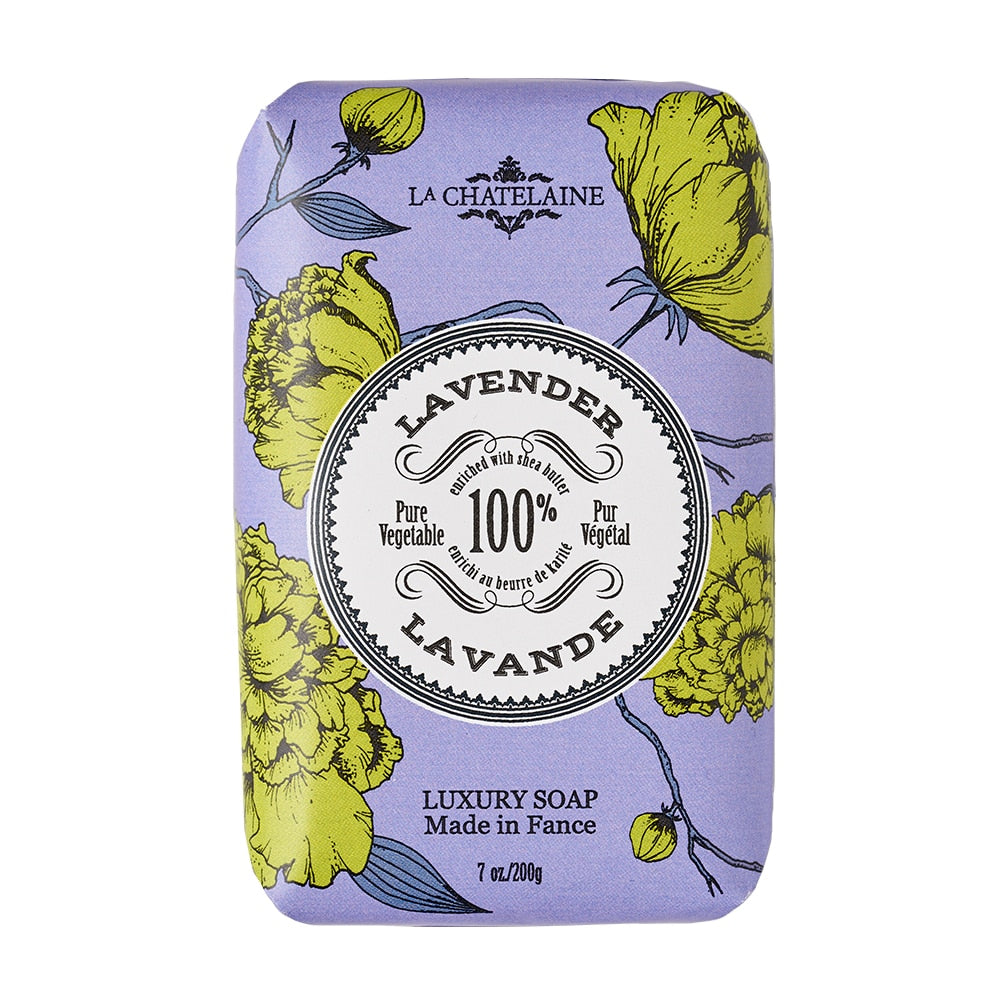 An image of La Chatelaine Luxury Soap Trio Gift Tin - Lavender, Lychee Bilberry, Lemon Verbena