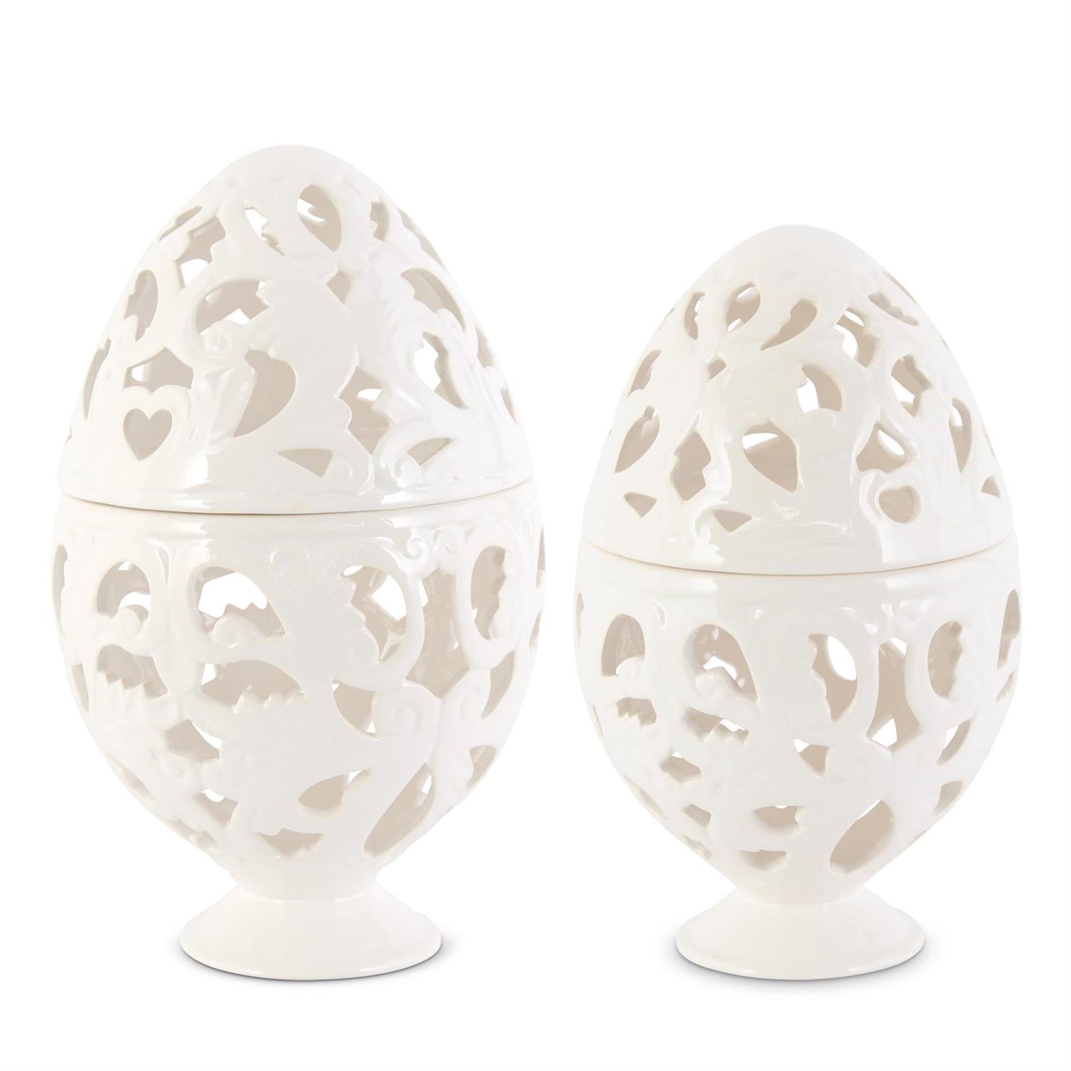 An image of K&K Interiors Scroll Cutout Egg Containers - Set of 2