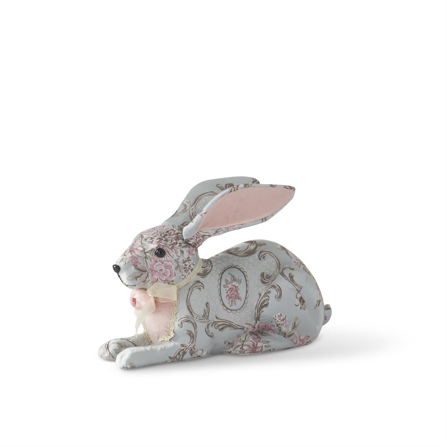 An image of K&K Interiors Blue Floral Patterned Easter Bunny