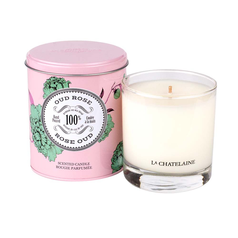 An image of La Chatelaine Oud Rose Scented Candle 8.8 oz