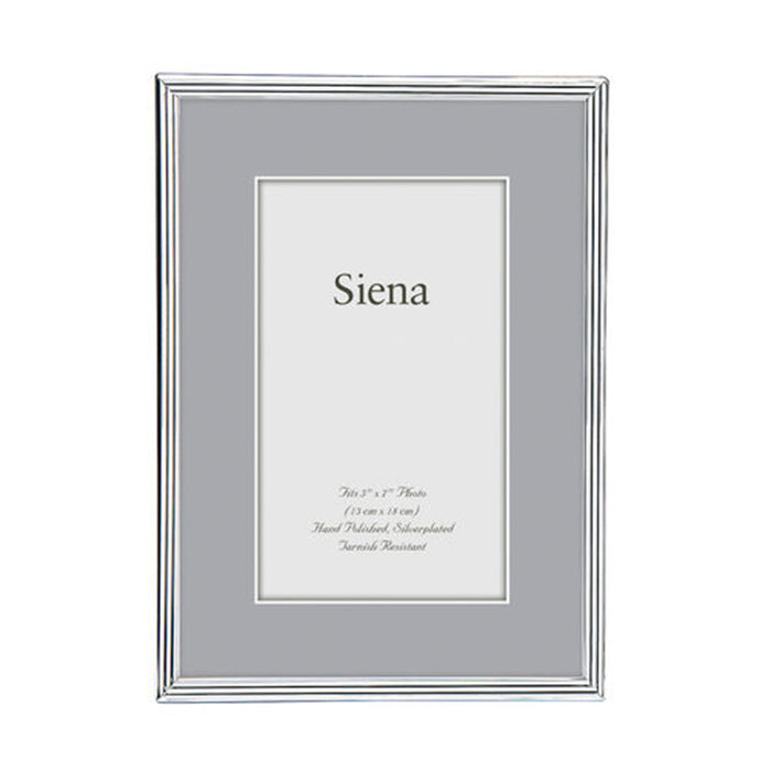 An image of Tizo Siena Narrow Grooved Silverplate Frame - 5x7"