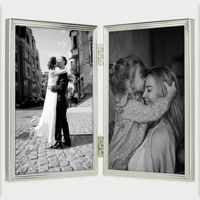 Siena Narrow Grooved Silverplate Double Frame