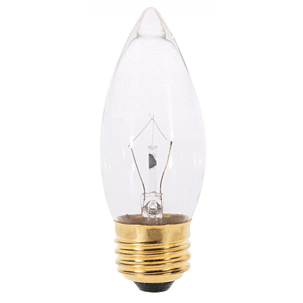 An image of Satco 25 watt B11 Incandescent- Clear Medium base 120 volts