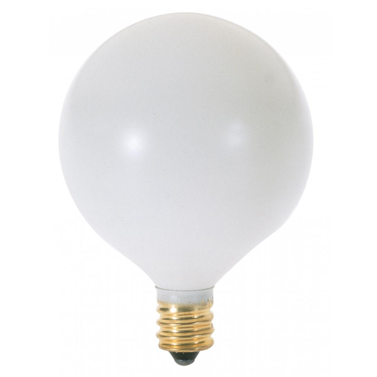 An image of Satco 60 watt G16.5 Incandescent- Satin White Candelabra base 120 volts