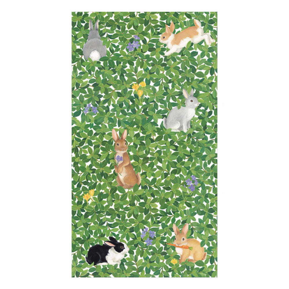 Caspari Bunnies & Boxwood Guest Towel