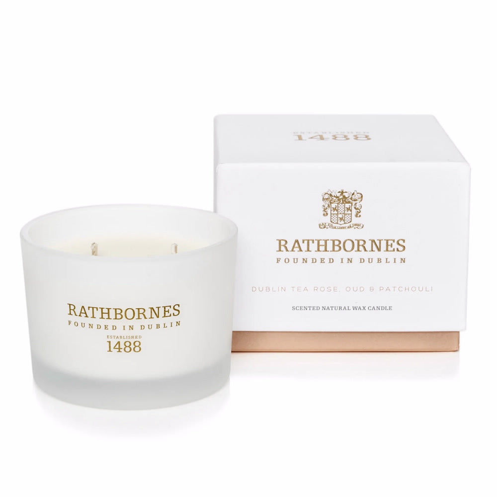An image of Rathbornes Dublin Tea Rose, Oud & Patchouli Classic Candle