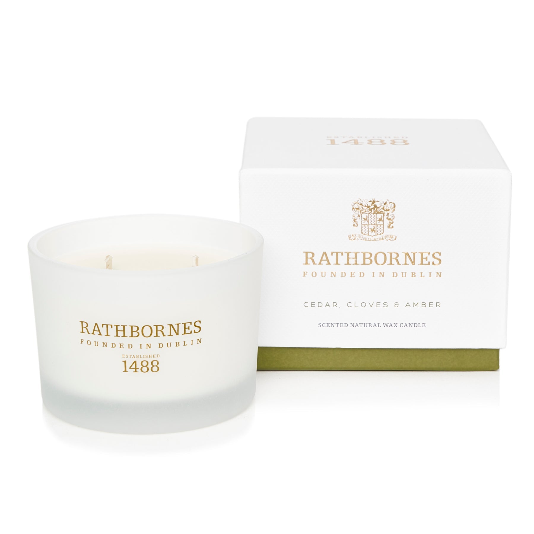 An image of John Rathbornes Cedar, Cloves & Ambergris 2-Wick Candle 6.7 oz