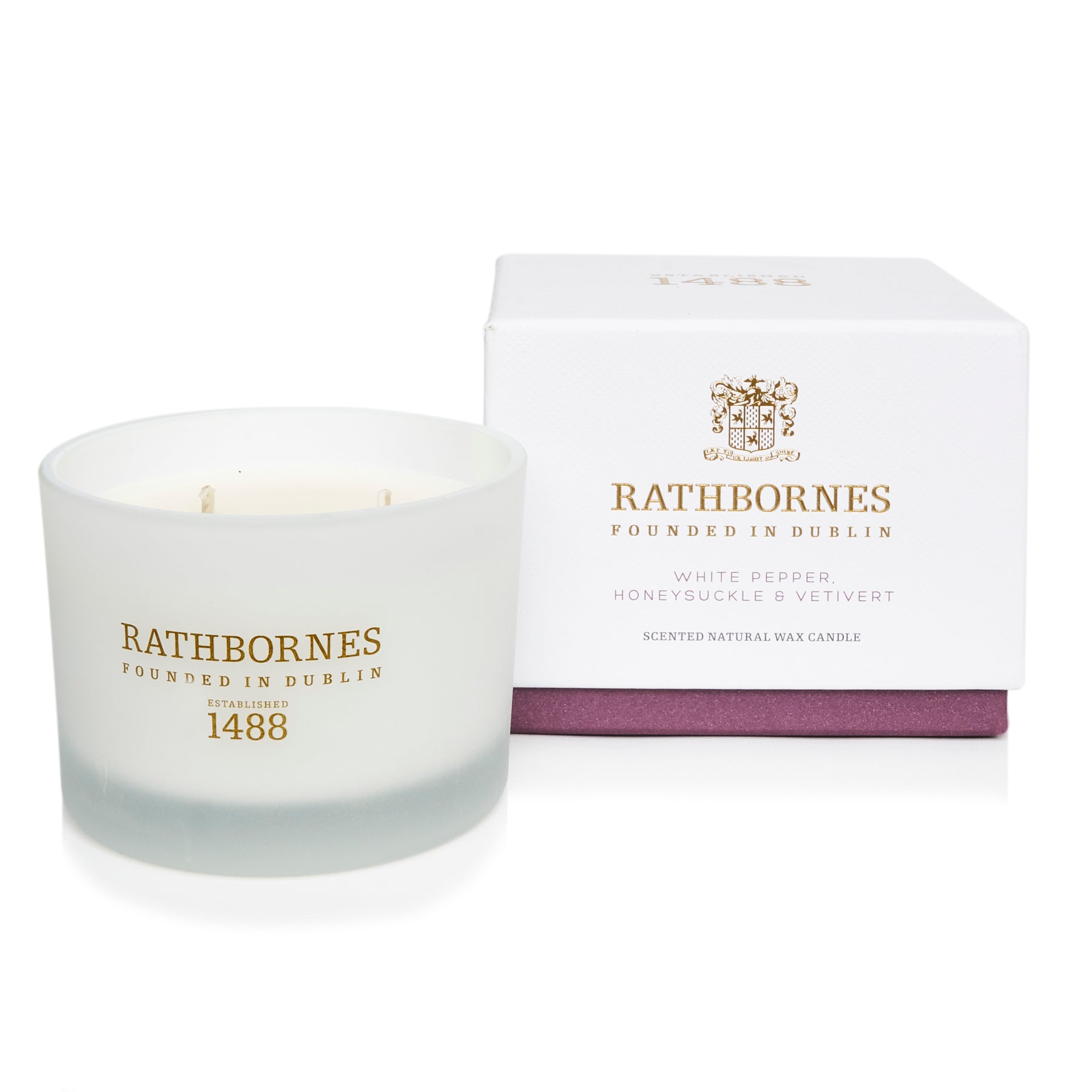 An image of John Rathbornes White Pepper & Honeysuckle 2-Wick Candle 6.7 oz