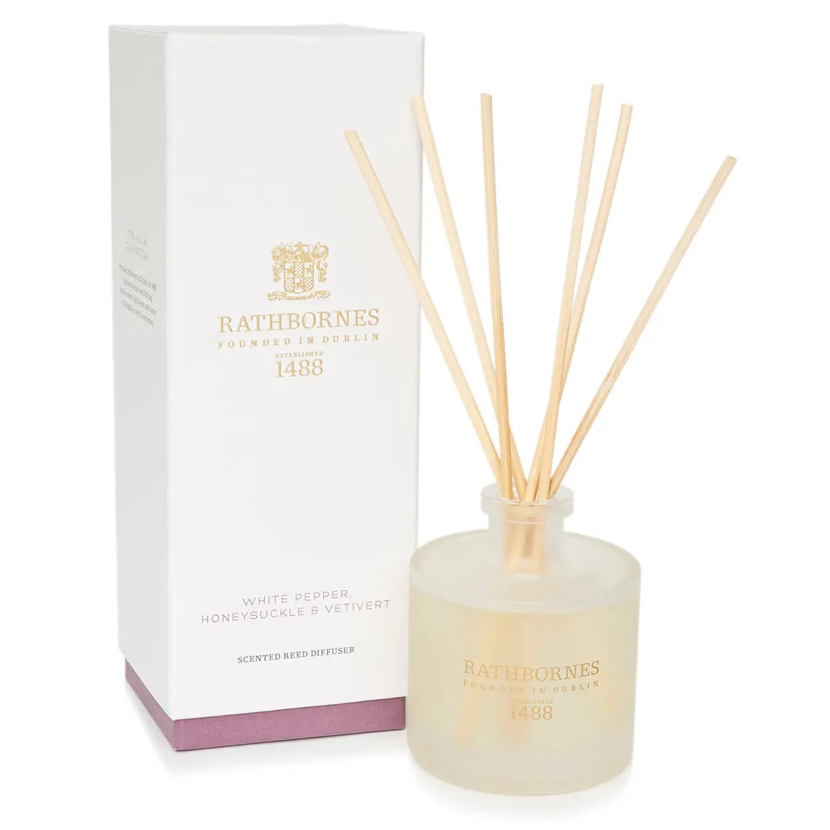 An image of Rathbornes Reed Diffuser – White Pepper and Honeysuckle