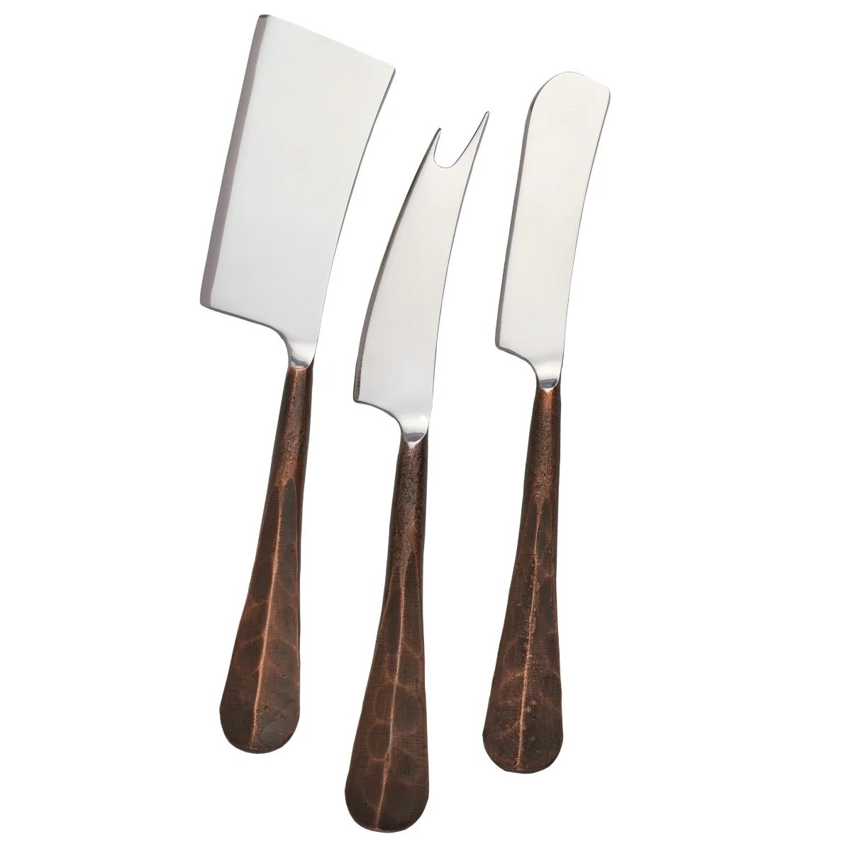 An image of Simon Pearce Woodbury Copper Cheese Knife Set in Gift Box
