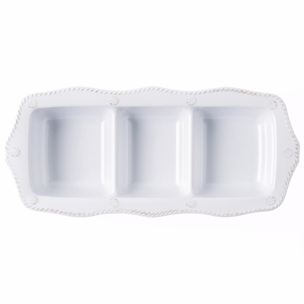 An image of Juliska Berry & Thread Melamine Whitewash Triple Section Server