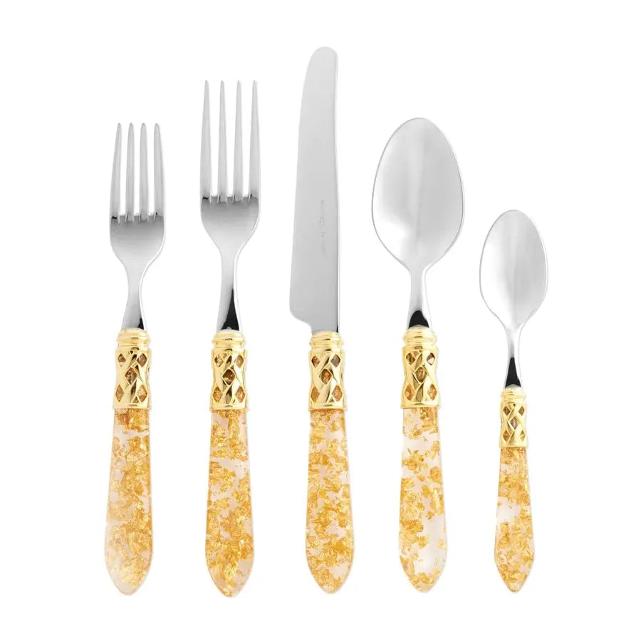 Vietri Aladdin Brilliant Five-Piece Place Setting - Gold Fleck