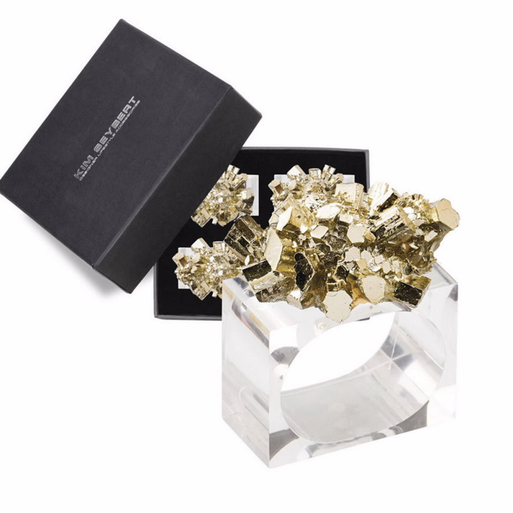 An image of Kim Seybert Geode Gold Napkin Ring, Set of 4