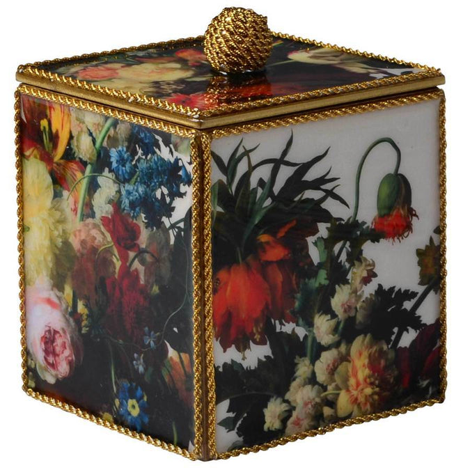 An image of Mike and Ally Bouquet Tall Square Container- Gold Trim