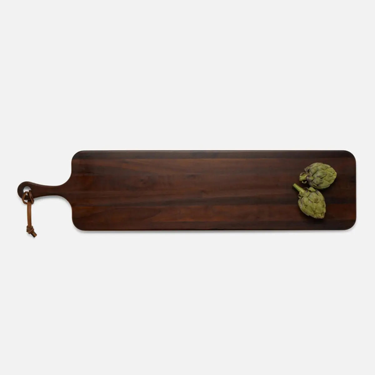 Blue Pheasant Edmund Natural Walnut Serving Board with two artichokes on top