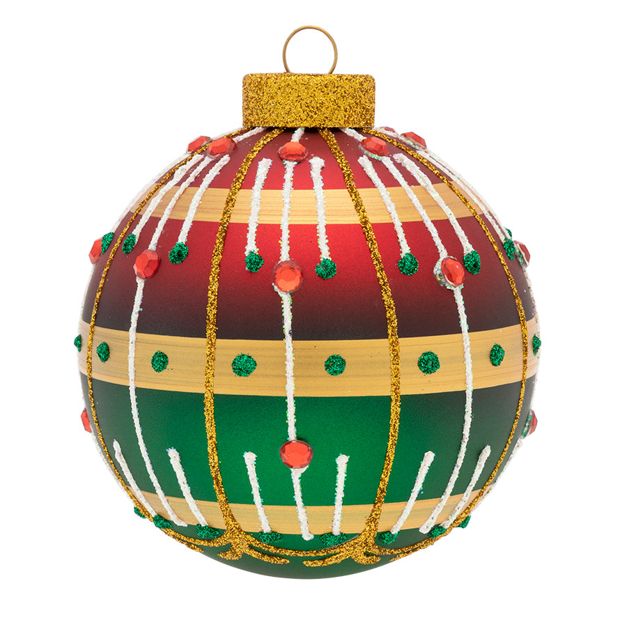 An image of Kat + Annie Elegant Holiday Lined Round Ornament